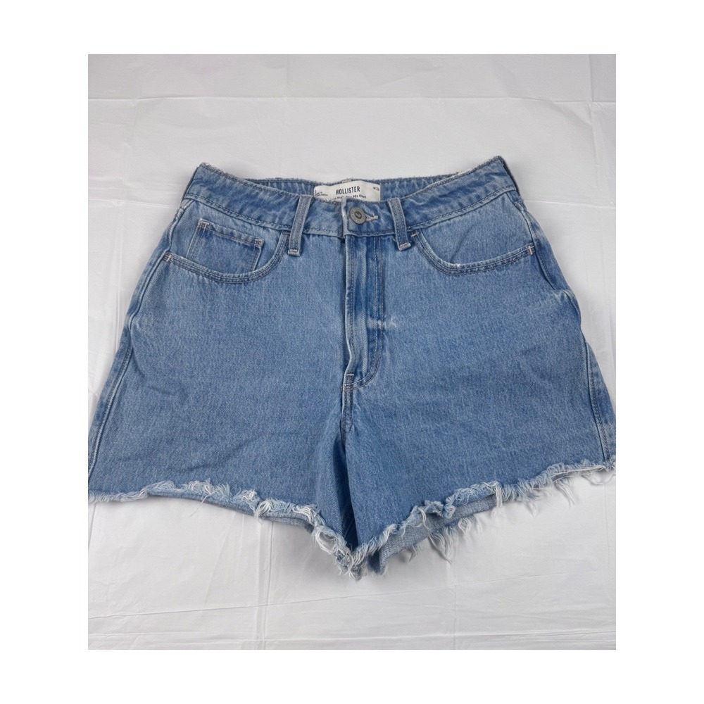 Hollister Ultra High-Rise 90s Shorts Size 2 W26 Medium Wash Denim Frayed Hem